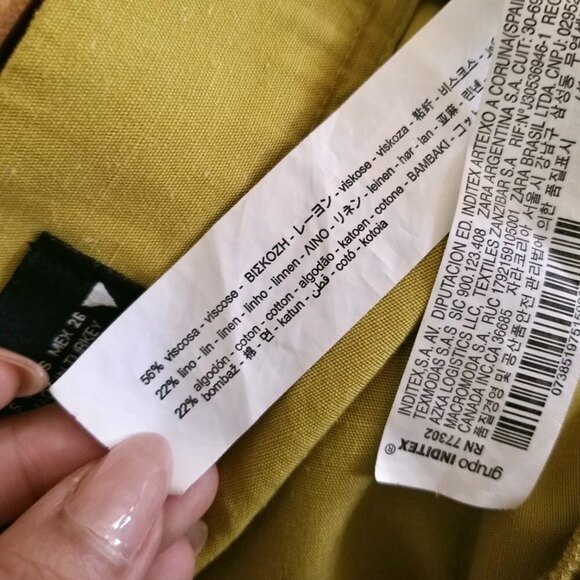 NEW Zara Linen Blend A Line High Rise Micro Mini Skirt Chartreuse Green Small - Picture 8 of 9